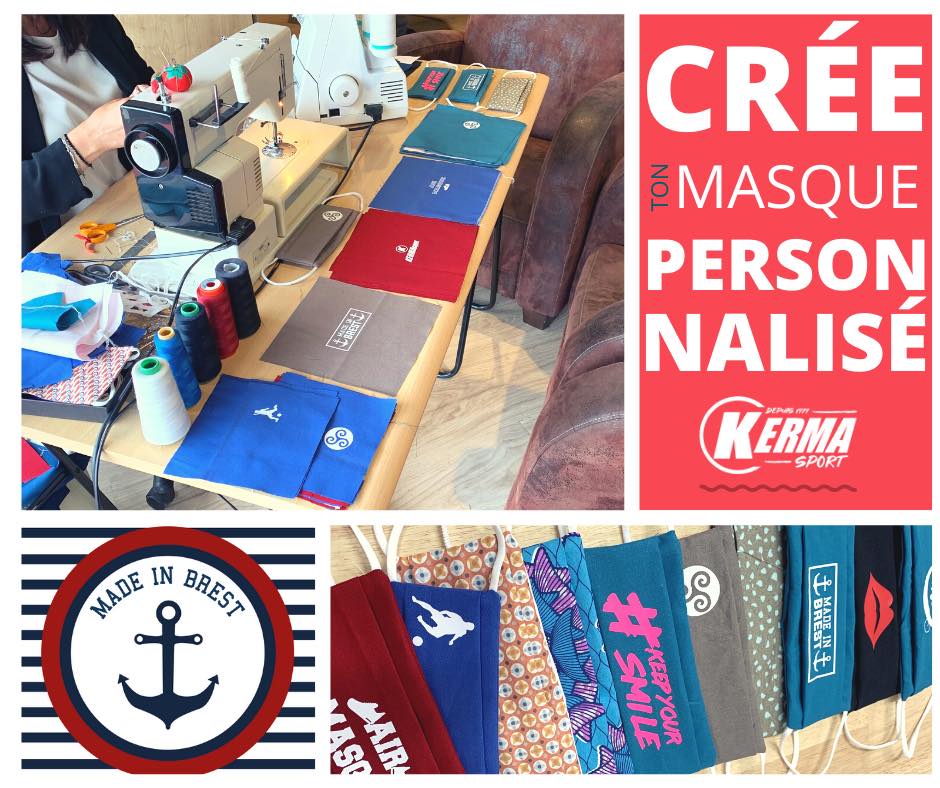 SB29's tweet photo. 😀 #Kermasport, partenaire et fournisseur officiel du Stade Brestois, réalise des masques personnalisés en direct de son magasin, zone de Kergaradec.
Du 100% "made in Brest" 💪🔴⚪ #jouonslocal https://t.co/7YOWi4WVuy