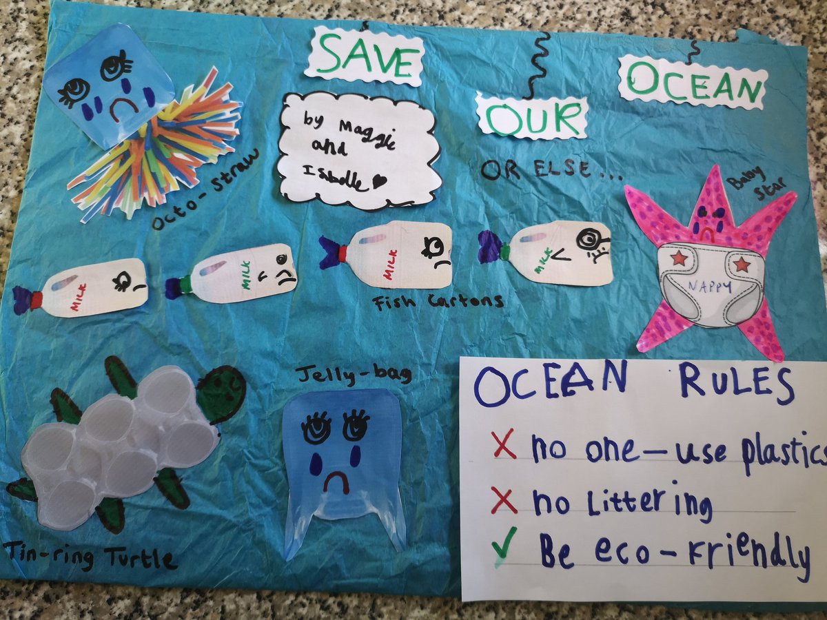 linzichellew's tweet photo. Meet Octo-straw, Tin-ring Turtle, Jelly bag, baby star and the Fish Cartons! Plastic Sea life by Isabelle and Maggie Ingleton, inspired by #maddiemoate #gregfoot #letsgolive #savetheocean #ynystaweprimary https://t.co/4jqG25kFfx