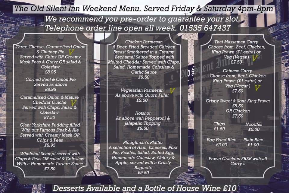 SilentInn's tweet photo. New menu for this Friday &amp; Saturday book now to avoid disappointment 01535 647437 https://t.co/oYV6u6CODd