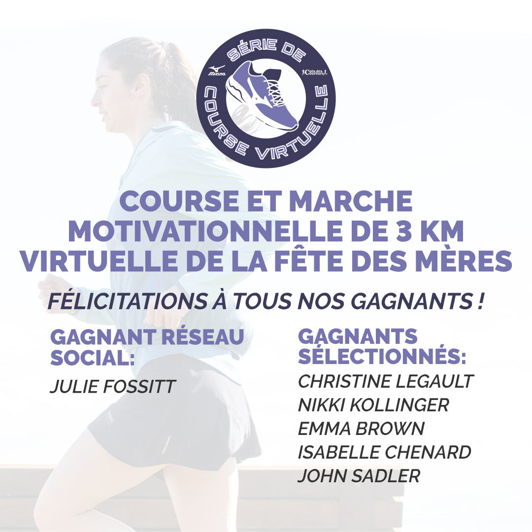 RunningRoom's tweet photo. Thank you to everyone who participated in our Mizuno x Running Room Virtual Mother’s Day Motivational 3K this past weekend. Congratulations to this week’s winners!
#MizunoRRVirtual 
•
•
Stay tuned for the announcement of this weekend’s event coming tomorrow!
#RunWithRR https://t.co/12o0OuNmzO