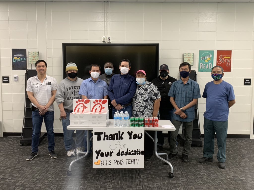 TheMTSSLady's tweet photo. Today our @FCHSTigers PBIS Team decided to surprise our Custodial and Cafeteria Staff with some special treats as a small appreciation for their hard work not only through this crisis, but throughout the year! We say THANK YOU! @FayettePBIS https://t.co/7gagUcFaI0