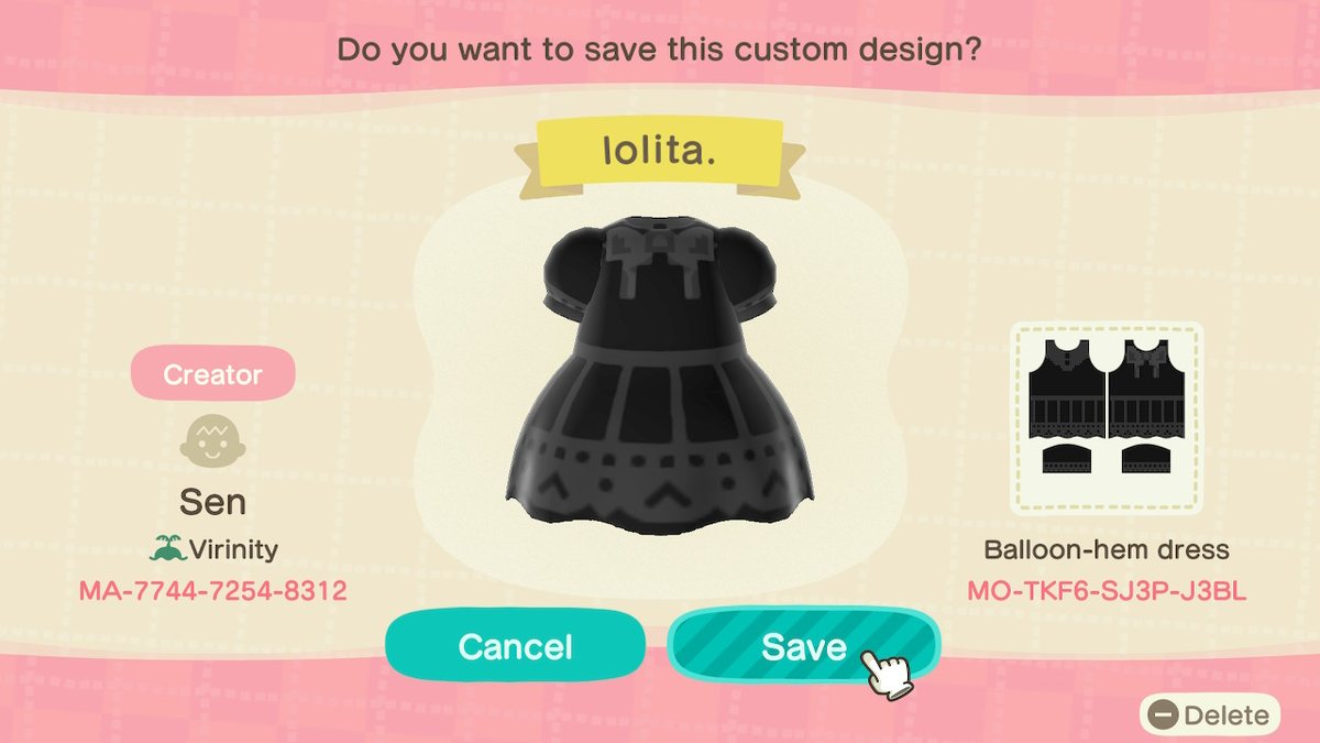 senplaysacnh's tweet image. as promised, here's the dress i made last night! ♡♡♡

#acnh #AnimalCrossing #ACNHDesigns