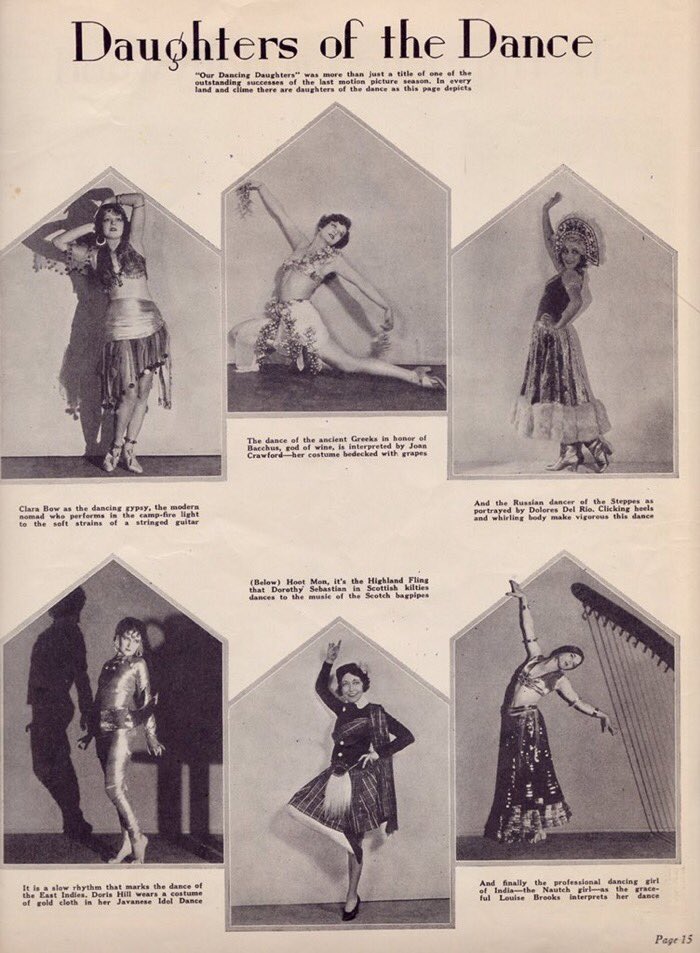 The Richee shoot also was used for a “Daughters of the Dance” feature in Hollywood Magazine, August, 1929, (L) featuring Louise (L - detail) and two other Paramount stars, Clara Bow and Doris Hill, as well as Joan Crawford, hot off of the hit film “Our Dancing Daughters” (1928).