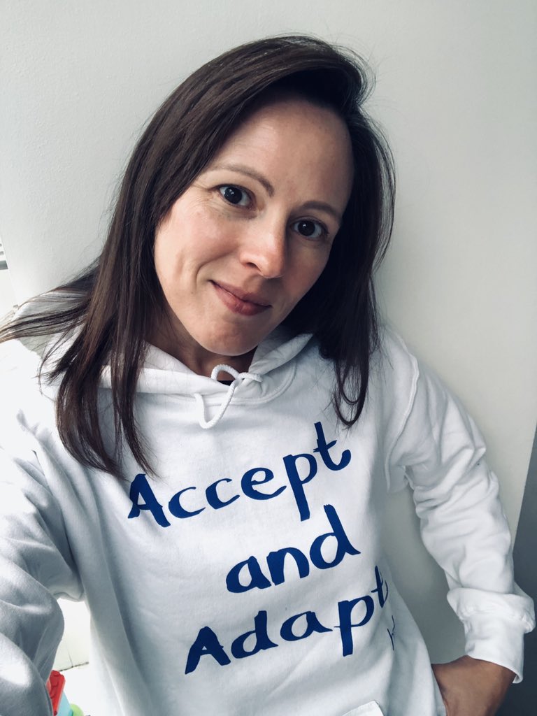 SarraHoy's tweet photo. Delighted to receive my hoodie today designed by the indomitable @henryfraser0 with proceeds going to the NHS. Henry’s story will give you the power to get through the day, the week, the month...the year. #acceptandadapt https://t.co/oxdn8DdtH2
