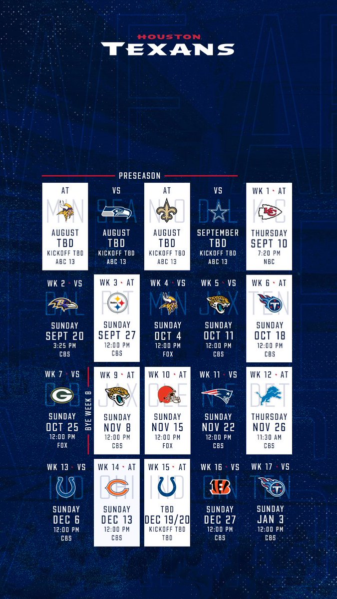 Texans Schedule  Houston Texans 