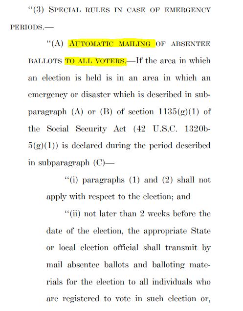 Instead of having registered voters request ballots to prevent massive amounts of ballots being sent to dead people and those who have moved away...Pelosi's new bill sends ballots automatically to "all voters" -- regardless if they are eligible or notOriginal vs. new