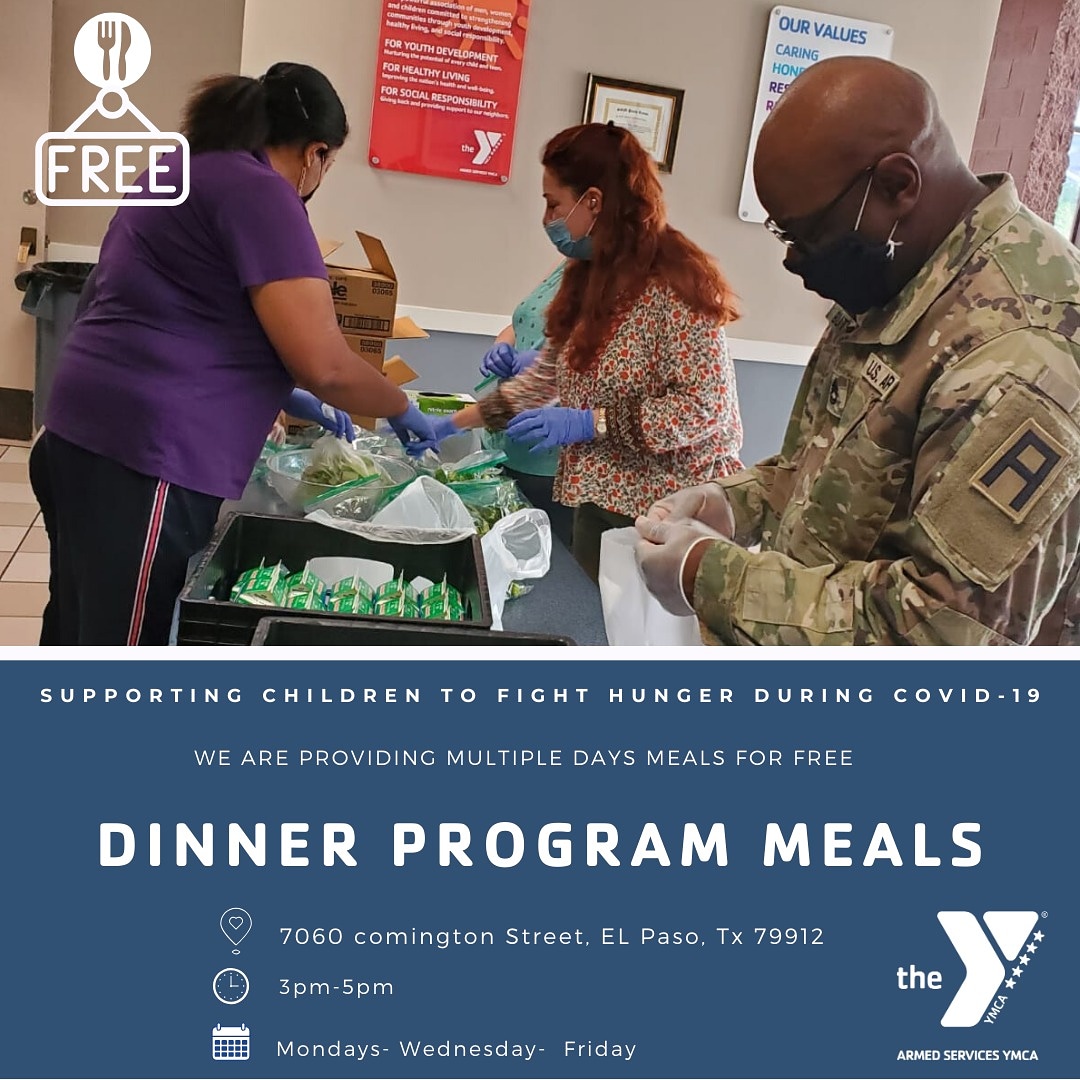 asymcaelpaso's tweet photo. 🍎- Grab and go your #meal for free! from 3pm to 5pm at @asymcaelpaso. For #military or #ElPaso children from 2 to 18 years old.
-
-
#givingfood #mealprogram #dinnerprogram #fightinghunger #covid19texas #covid19relief #freefood #elpasostrong💪 #givingtuesdaynow #freemeal https://t.co/MB3v3DAw83
