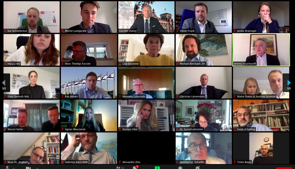 ElnetD's tweet photo. Über 50 Teilnehmer bei unserem ersten virtuellen @ElnetD Jahresempfang! Wir bedanken uns für das große Interesse an unserer Arbeit. Unsere Bemühungen für die deutsch-israelische Freundschaft gehen auch in Zeiten von #Covid19 weiter. #ELNET2020 https://t.co/CMlQrq0asr