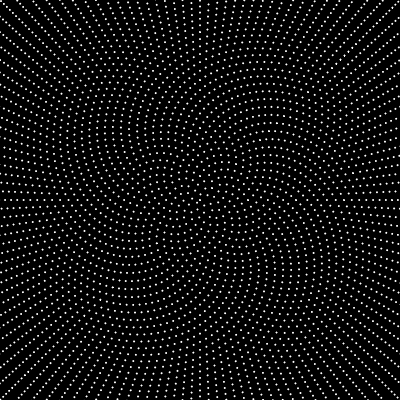 White dot painted using Phyllotaxis pattern on a canvas