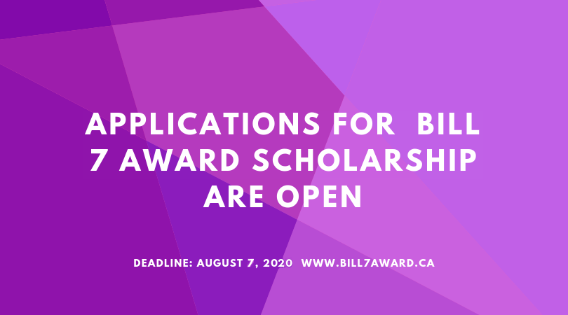 A great scholarship for students who identify as LBGTQ+: <a href="/Bill7Award/">Bill 7 Award - LGBTQ Scholarships!</a> is offering several scholarships of up to $3000 per year! Pretty sweet! You will need a reference letter; deadline is Aug 7. More info here: bit.ly/2SZXThY