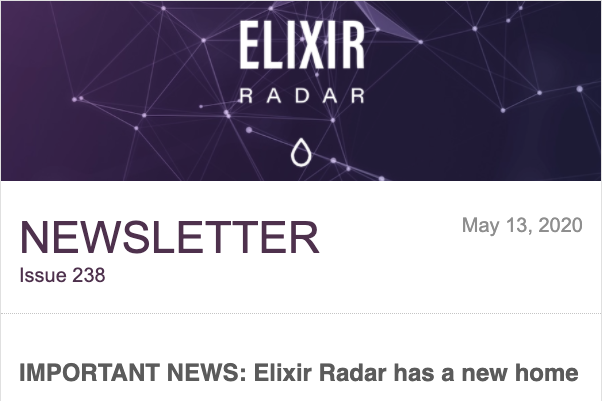 Elixir Radar (@elixir_radar) on Twitter photo Elixir Radar Newsletter 238
ow.ly/liSS50zFmQS
Thanks to <a href="/mrjoelkemp/">Joel Kemp</a> <a href="/oltarasenko/">oleg</a> <a href="/clarkware/">Mike Clark</a> <a href="/qhwa/">qhwa</a> <a href="/changelog/">Changelog</a> <a href="/jerodsanto/">Jerod Santo</a> <a href="/akaLakret/">Le Sang Du Soleil (@lakret@ioc.exchange)</a> Mikko Ahlroth and Simon Kistler
#myelixirstatus Elixir Radar Newsletter 238
ow.ly/liSS50zFmQS
Thanks to <a href="/mrjoelkemp/">Joel Kemp</a> <a href="/oltarasenko/">oleg</a> <a href="/clarkware/">Mike Clark</a> <a href="/qhwa/">qhwa</a> <a href="/changelog/">Changelog</a> <a href="/jerodsanto/">Jerod Santo</a> <a href="/akaLakret/">Le Sang Du Soleil (@lakret@ioc.exchange)</a> Mikko Ahlroth and Simon Kistler
#myelixirstatus