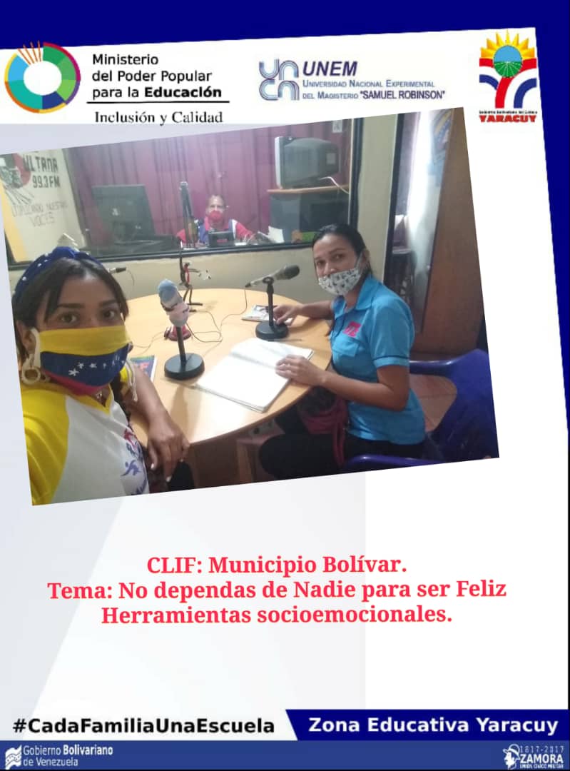 #13May
 #CadaFamiliaUnaEscuela 

📢 Programa Radial a través de la emisora Comunitaria Sultana 90.3 FM con la profesora Maryuris Vásquez Formadora Municipio #Bolívar estado #Yaracuy con el tema: Herramientas Socioemocionales.

@MPPEDUCACION 
@ZonaEducYara