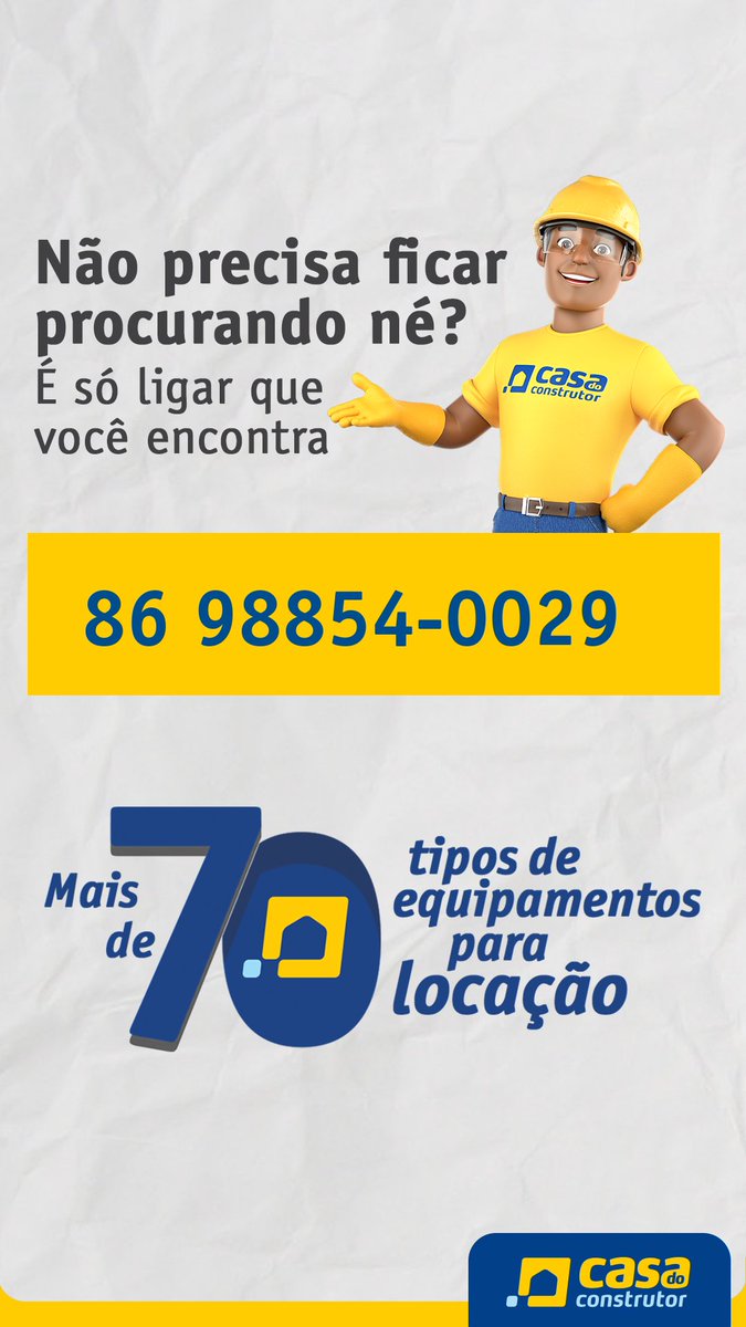 CCTeresina's tweet photo. Mais de 70 tipos de equipamentos para construção civil, limpeza e jardinagem. Liga aí! https://t.co/QoXzvxHn6n