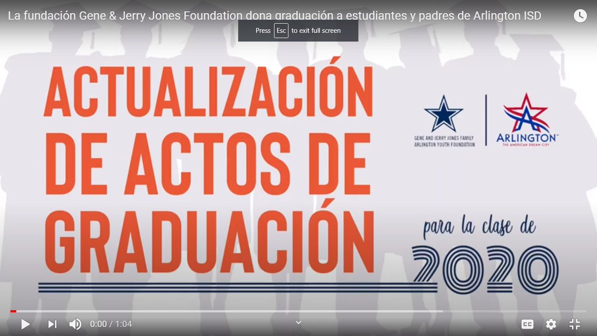 ArlingtonISD's tweet image. El Superintendente del Distrito Escolar Independiente de Arlington, Dr. Marcelo Cavazos, anuncia los cambios en el plan de graduación para la Clase de 2020 con ceremonias ahora programadas para el Estadio AT&amp;amp;T del 5 al 7 de junio. youtu.be/e-9xBIxJWsI