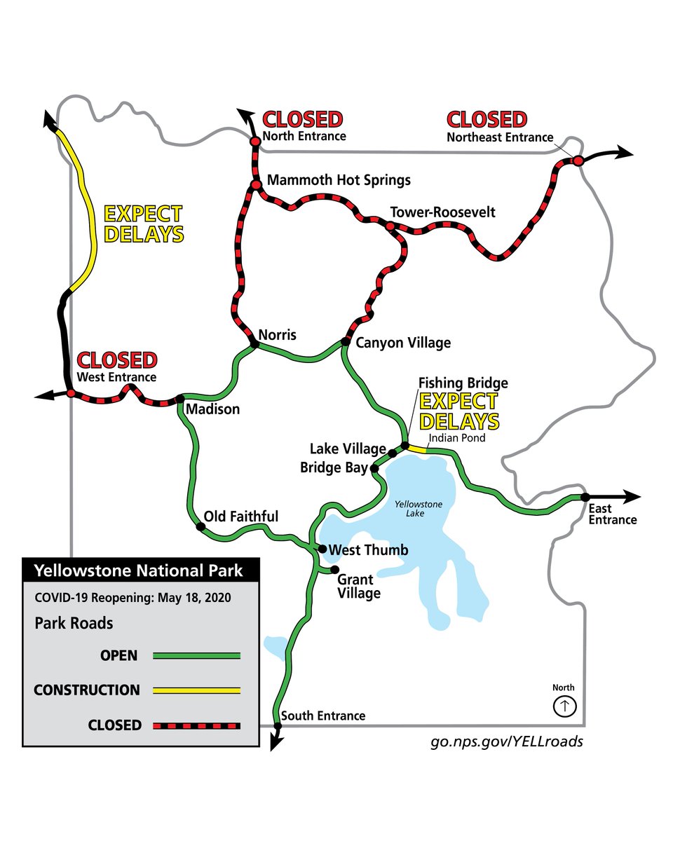 News Release: Yellowstone National Park will reopen on a limited basis on May 18. To read the full news release and Yellowstone COVID-19 Reopening Plan visit: 

go.nps.gov/20015