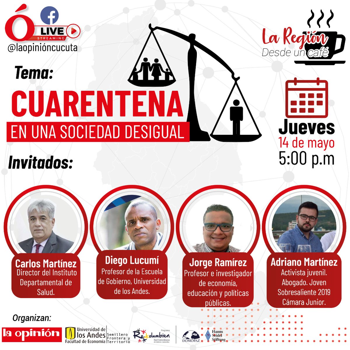 laopinion_col's tweet photo. #DebateOpinión | ¿Cuál es el principal reto que ha vivido en esta cuarentena? Lo invitamos a responder con los hashtags #LaRegionDesdeUnCafe y #CuarentenaEnCucuta

Este jueves, 14 de mayo, compartiremos sus respuestas durante nuestra transmisión en vivo
@fronterandes @RKolumbien https://t.co/5M3sNJidxD
