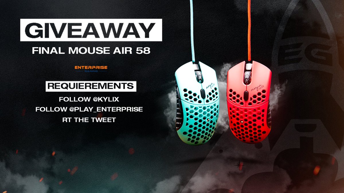 Kylix's tweet image. 🚨 GIVEAWAY 🚨

To celebrate joining @play_enterprise, i'm hosting a giveaway for one Finalmouse Air58!

To enter you must:

-RT
-Follow 
@Kylix 
@play_Enterprise 

Ends: 18th May
Good Luck!