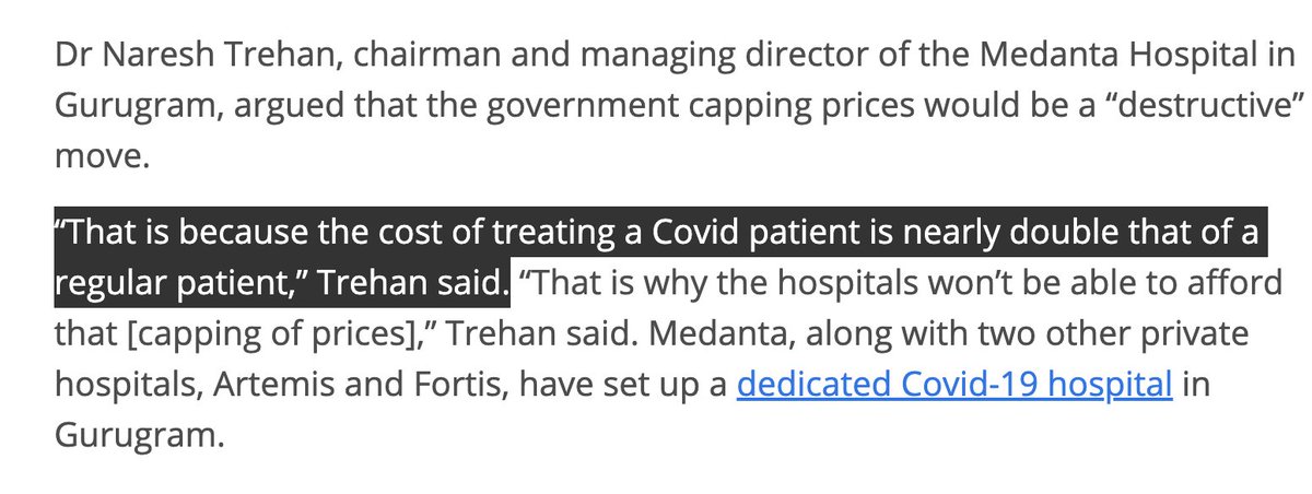 There is no evidence to say this. What is a "regular patient? Private hosps are making double the money- first by inflating costs govt's procuring services at, and secondly by inflating bills from paying patients.