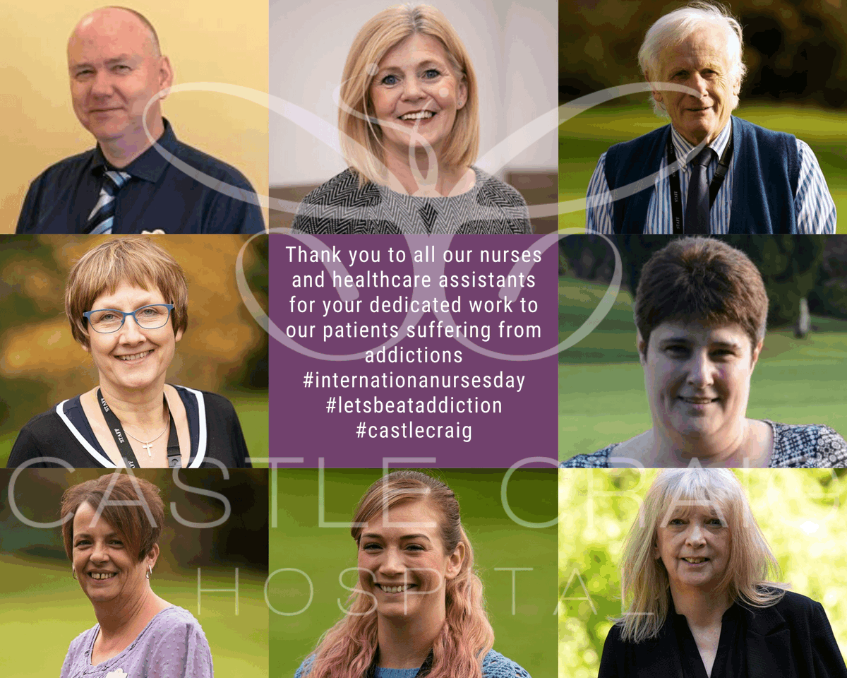 CastleCraig's tweet photo. Happy international nurses' day 2020 to our dedicated team of addictions nurses #heros #InternationalNursesDay2020 #InternationalNursesDay #letsbeataddiction #castlecraig #Rehab ๐๏ธ https://t.co/l4xZ0aZb7o