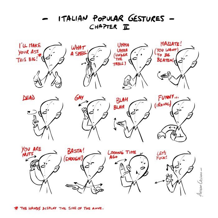 rocco_tanica's tweet photo. Panico in Italia: per motivi di distanziamento sociale, da domani 14 maggio sono vietati non solo gli abbracci, le strette di mano e *hiavare, ma anche la gestualità popolare come da tabelle allegate. Gennaro Italico: “È un attentato alla libertà d’espressione, anche facciale” https://t.co/0Bf1dvOF66