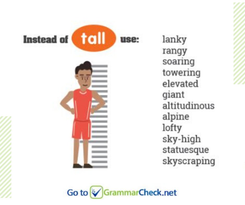 English Grammar on X: Alternative words for tall #vocabulary