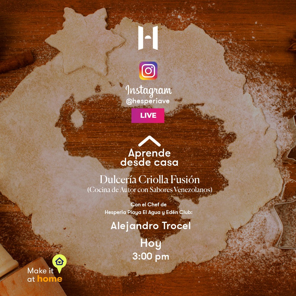 Conserva de coco, crumble de cacao, dulce de tamarindo, helado de coco, una deliciosa fusión de sabores venezolanos. ¡No te lo pierdas! hoy a las 3:00 pm. De la mano del chef de Hesperia Playa El Agua y Edén Club  @trocels .