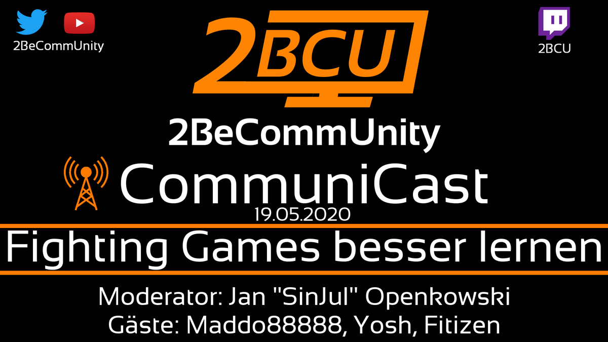 2becommunity's tweet photo. Nächste Woche Dienstag 20:00 wieder CommuniCast.
Das Thema ist "Fighting Games besser lernen".
@fitizen93 @yoshpanna7 und @maddo88888 sprechen mit uns darüber wie sie an FGs rangehen und geben Tipps und Tricks! #FGC #podcast
Abonniert schonmal
https://t.co/mN9wD0V6ea 😉 https://t.co/OnfytgTA9X