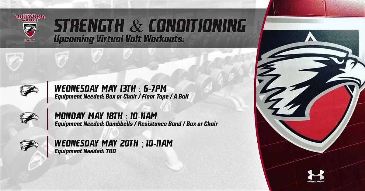 EC_Strength's tweet photo. Upcoming Virtual Bolt Workouts:
May 13 - May 20.
Make sure to check your emails or ask your coaches for the invite and log in to join us! https://t.co/QzouOnQWGO