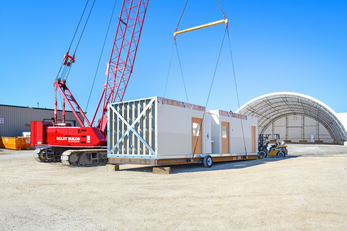 HGA's tweet photo. A look behind the scenes @TheBoldtCo construction of #STAATMod, our prefabricated, modular solution that offers airborne infection isolation units for #COVID19 patients. 

Learn more about the design and engineering behind STAATMod @ASCETweets. https://t.co/76fkSAjnRm https://t.co/SpFshgC076