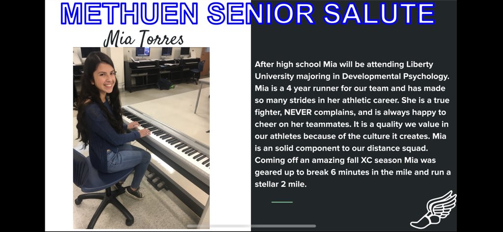 MHSRangertrack's tweet photo. Up next is Mia Torres in our Senior Salutes!! Mia is the nicest and kindest ranger athlete we have. As @KeenOnHealth would put it she has a heart of gold. Mia is a compassionate teammate and wonderful young woman. We will miss you Mia!! https://t.co/WrBaPPjt9S