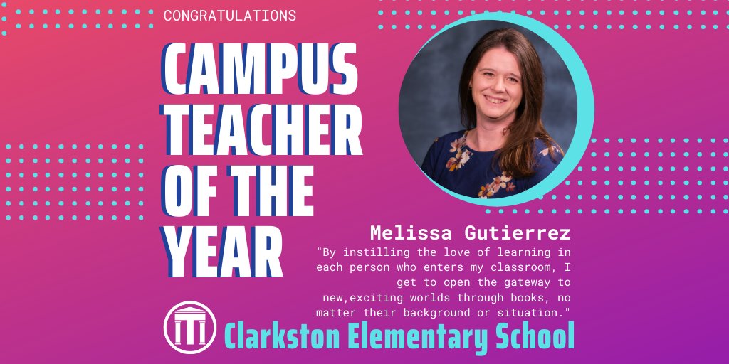 Congratulations Melissa Gutierrez from <a href="/clarkstontisd/">Clarkston Elementary</a> - Tyler ISD! #WeAreTylerISD #FW2