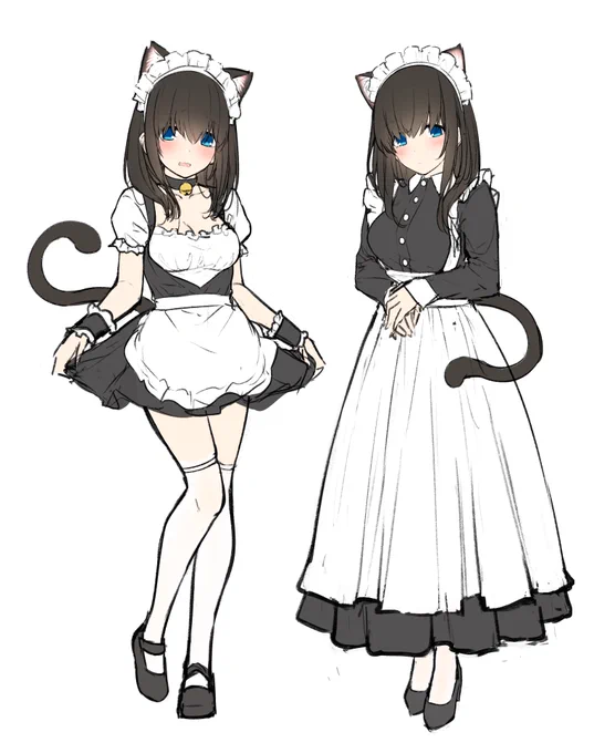 ケモ耳メイドな文香のラフを並べてみた 