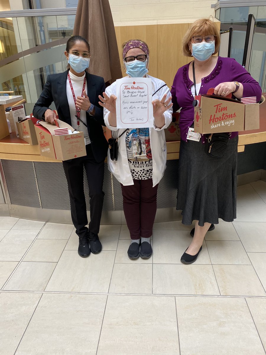 peggy_taillon's tweet photo. Once again @TimHortons makes everyone’s day @bruyerecare this time at our Saint Vincent’s campus Huge thank you to the #Ottawa Tim Horton’s for this generosity!! #COVIDー19 #bemoved https://t.co/bEtxL6bKtt
