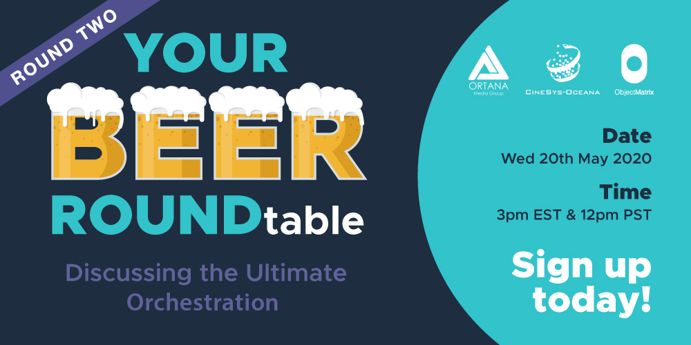 CineSysio's tweet photo. Get ready for Round 2 of your BEER ROUNDtable! 🍻 This time we will be discussing how #orchestration buys you time to focus on creativity. Bring a drink and join in for a casual chat on Wed May 20.

With  @Object_Matrix and @ortanamg 

Register at: https://t.co/ohpe8dZsj1 https://t.co/EydlcRYkdx