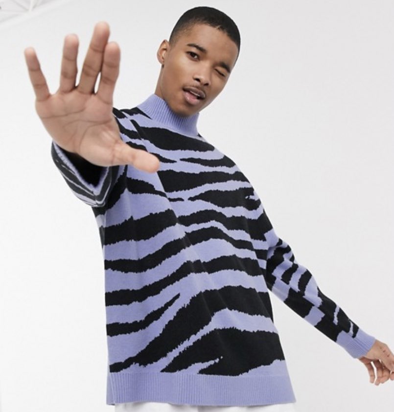 sweaters and hoodies- https://www.asos.com/us/asos-design/asos-design-turtleneck-sweater-in-purple-zebra/prd/14218781?clr=&colourWayId=16600250&SearchQuery=&cid=7617- https://www.asos.com/us/asos-edition/asos-edition-textured-sweater-in-textured-animal-stripe-pattern/prd/13745045?clr=&colourWayId=16562515&SearchQuery=&cid=7617- https://www.pacsun.com/pacsun/paradox-hoodie-0193519270008.html?dwvar_0193519270008_color=041&cgid=mens-hoodies-fleece#start=110- https://www.urbanoutfitters.com/shop/floating-tie-dye-hoodie-sweatshirt?category=hoodies-sweatshirts-for-men&color=040&type=REGULAR&quantity=1