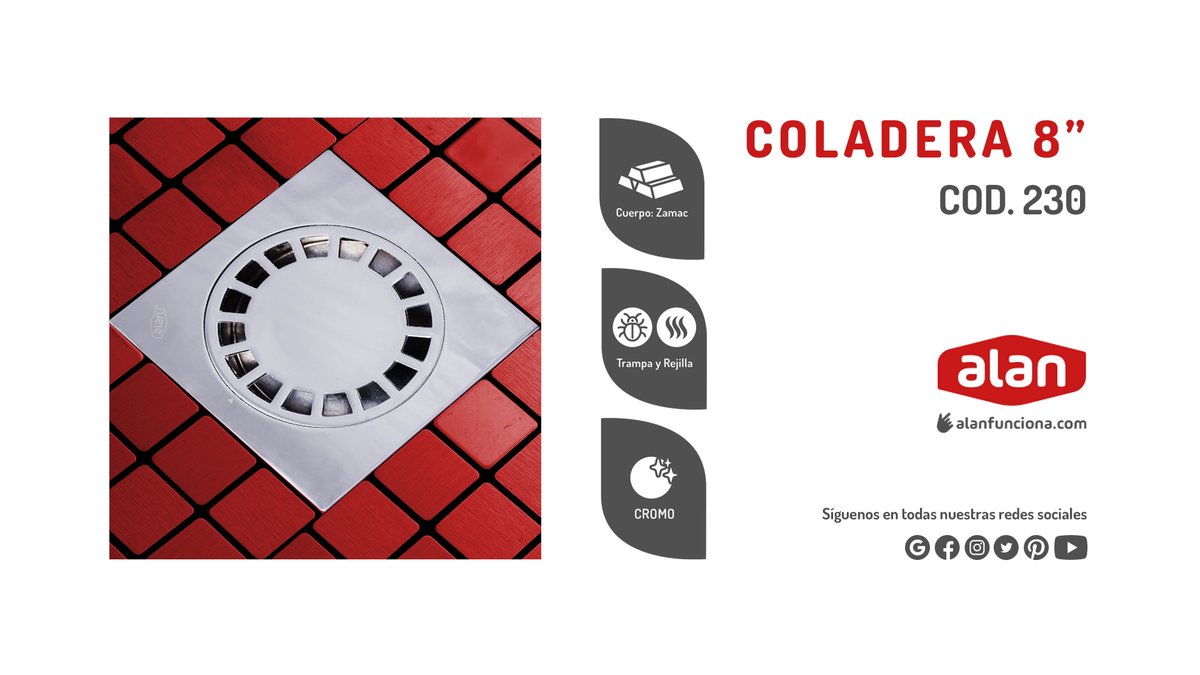 AlanFunciona's tweet photo. Con nuestras coladeras, tu baño estará seguro. ¿Ya las conoces? https://t.co/UEdlvM1CYs