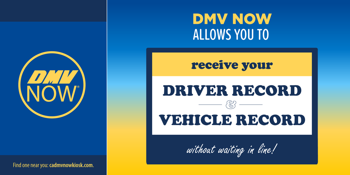 CA_DMV's tweet photo. Did you know the #DMV NOW Kiosk allows you to PRINT your Driver Record and/or Vehicle Record? No Office Visit! No Lines! Locate a Kiosk near you: https://t.co/9DblIe81dA
#DMVNOWKiosk #CADMV #Covid19 https://t.co/EGGsr3ermw