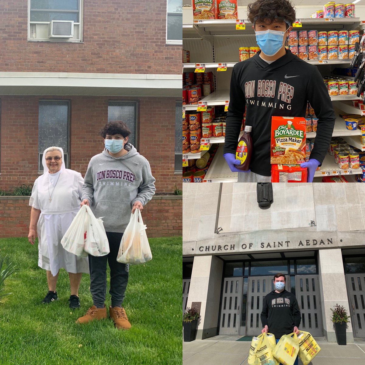 IronmenAthletic's tweet photo. The swim team continues “Community Cares Wednesday” by helping restock local food banks. Thanks Mike Murphy, Leo Park and Juan Bravo! https://t.co/AGOk1x5rSf