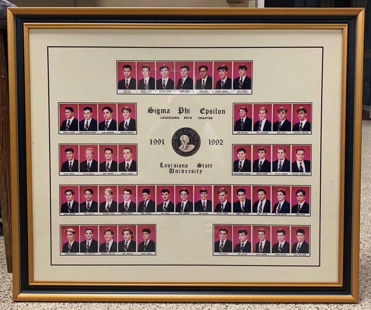 Brother Chris Furlow, one of LA Beta’s re-charter founding fathers, recently funded the restoration of our 1991-1992 chapter composite! 
Read all about restoring this piece of chapter history and more in this semester’s edition of our alumni newsletter, the PEGIS. Link in bio!