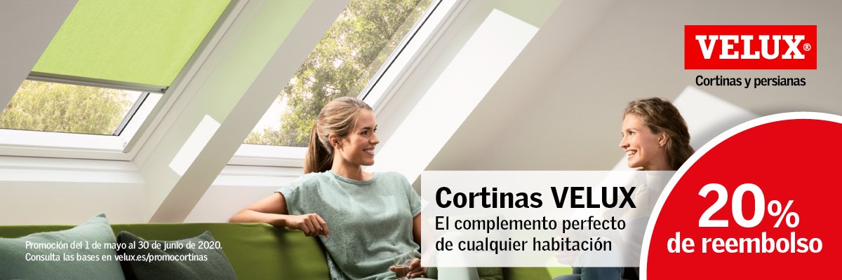 Si estás pensando en cambiar las cortinas de tu habitación o buhardilla es un momento inmejorable. Nuestro proveedor @VELUX nos ofrece ahorrarte un 20%. Tienes hasta el 30 de junio. Contacta con nosotros a través de cualquiera de nuestros canales habituales o en redes sociales.