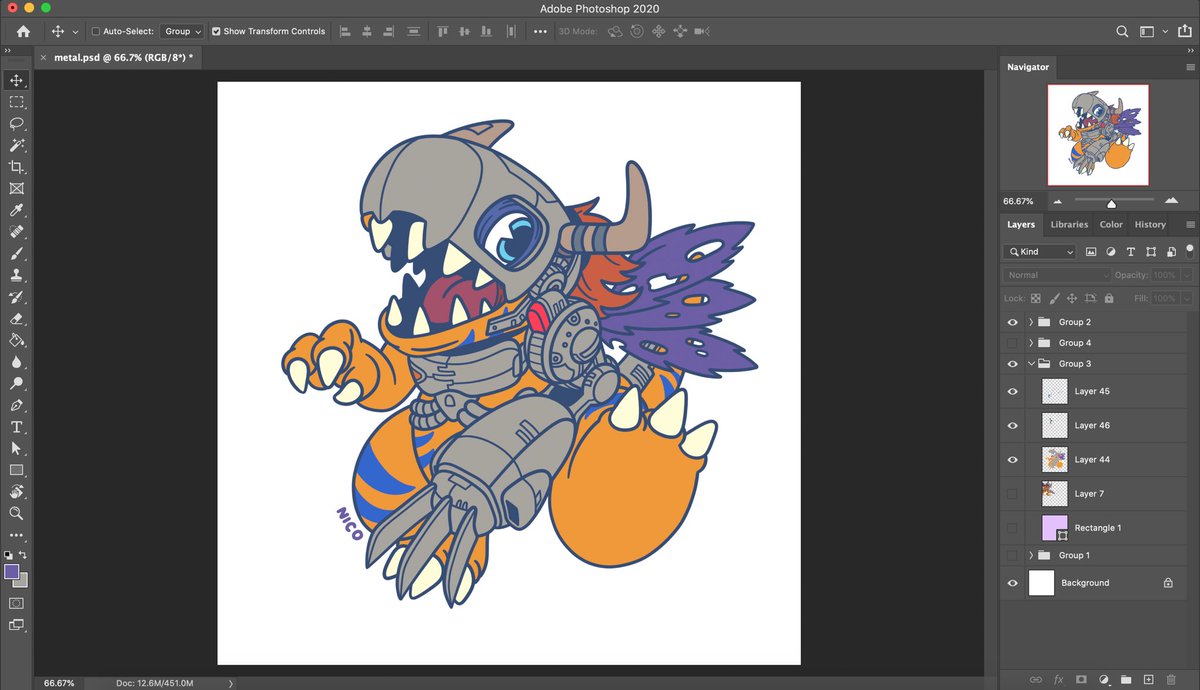 my drawing process! From rough sketch to outline to colors then finally shadows/highlights ? #Digimon #DigimonAdventure 