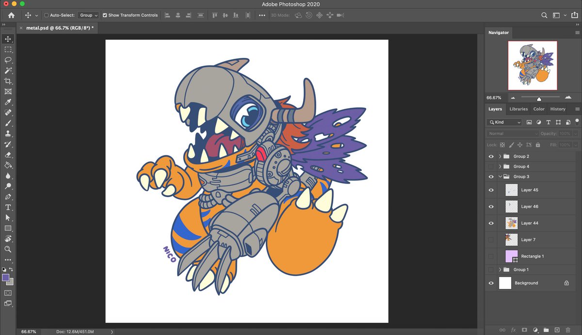 my drawing process! From rough sketch to outline to colors then finally shadows/highlights ? #Digimon #DigimonAdventure