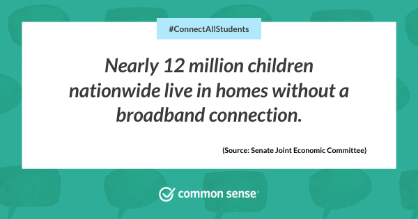 CommonSenseEd's tweet image. In this time of critical need, 12 million students still can’t access #distancelearning. So we are calling on Congress and working with industry to #connectallstudents and close the #digitaldivide now.  Learn more here: comsen.se/2SZbUMU #ConnectAllStudents