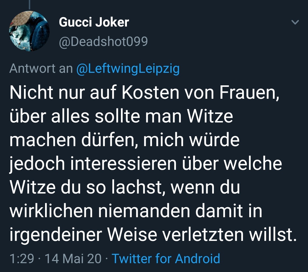 LeftwingLeipzig's tweet photo. Comedy heißt man muss immer über andere lachen wer hats gewusst https://t.co/Izk3mNo34O