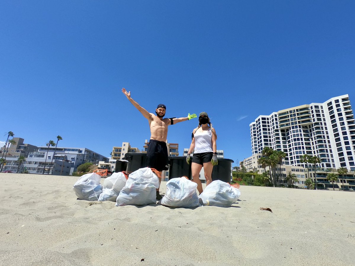 RimHammer's tweet photo. First day in 2 months the beach was open and we decided to do some maintenance. Kudos to #LongBeach for finally putting covers on the trash cans. #savetheplanet #projectLBC @abc7rachel @LongBeachPost @ChristinaKTLA https://t.co/arOIl7XsGP beaches need help! https://t.co/aNjdxvj26U