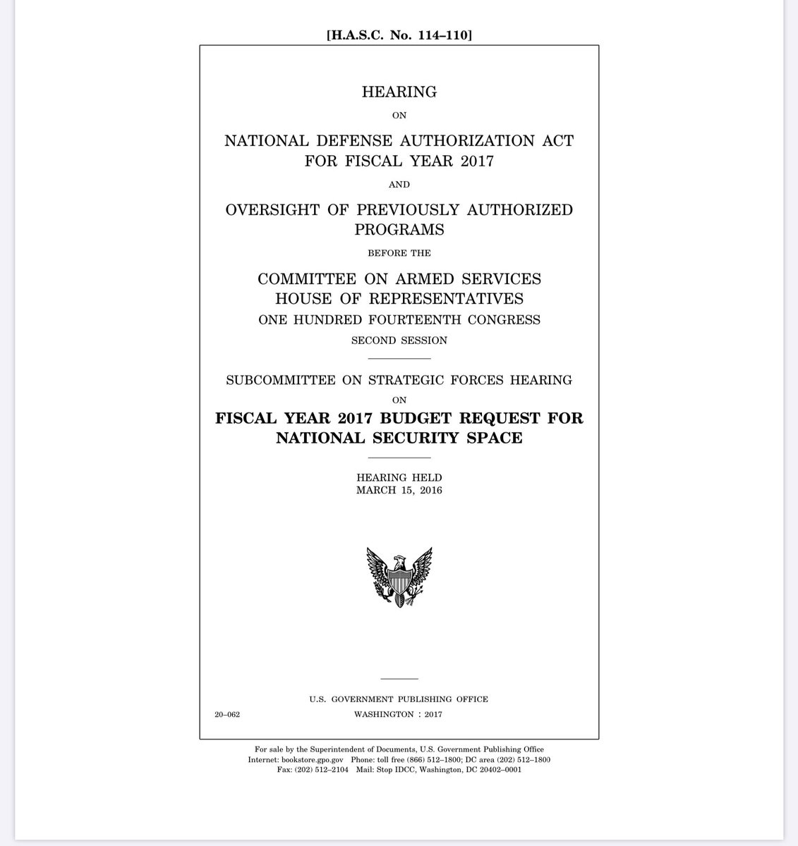 “Congressional Hearing 2016: Space Programs” https://fas.org/irp/congress/2016_hr/hasc-space.pdf