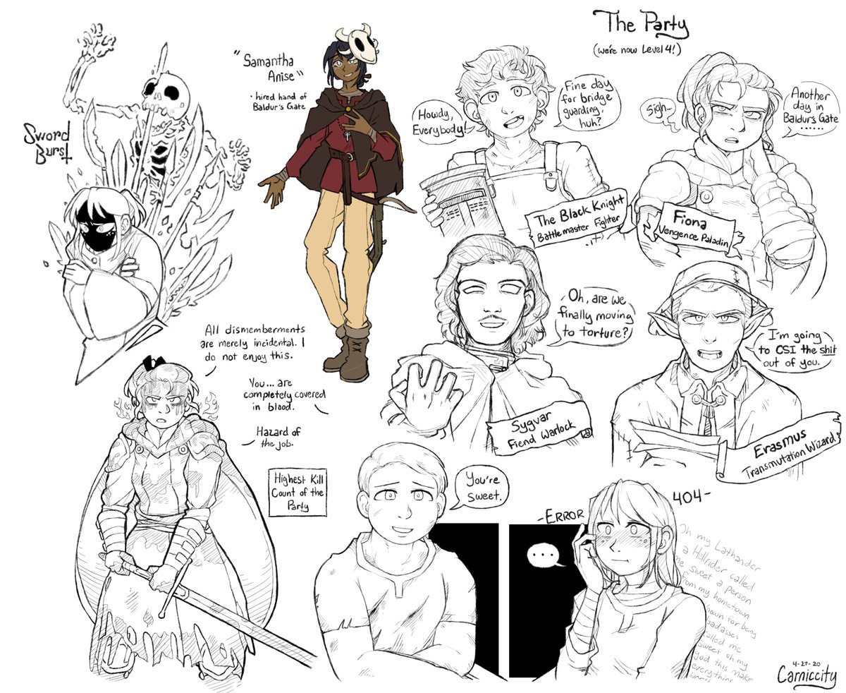 Carniccity's tweet photo. Hello peoples! Been dark but that's cause I've been playing the Descent into Avernus module by Wizards of the Coast. This is my character Soliel Baravough, who is definitely a cleric and totally not a sorcerer. #DnD #dnd5e #characterdesign https://t.co/3bZObIzADM