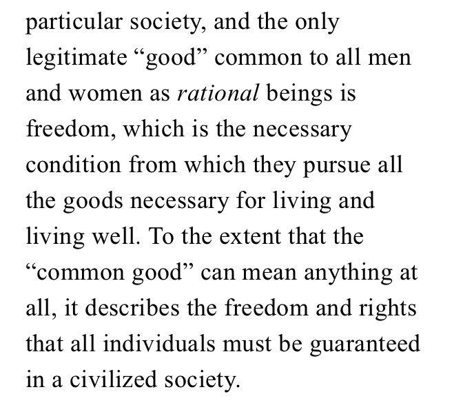 The knee-jerk nature of Thompson's reaction is most noticeable in his criticism of a concept universally acknowledged by America's Founders: the "common good."Thompson makes two arguments, on this point, that don't even cohere. 1st, he says that the only such good is "freedom."