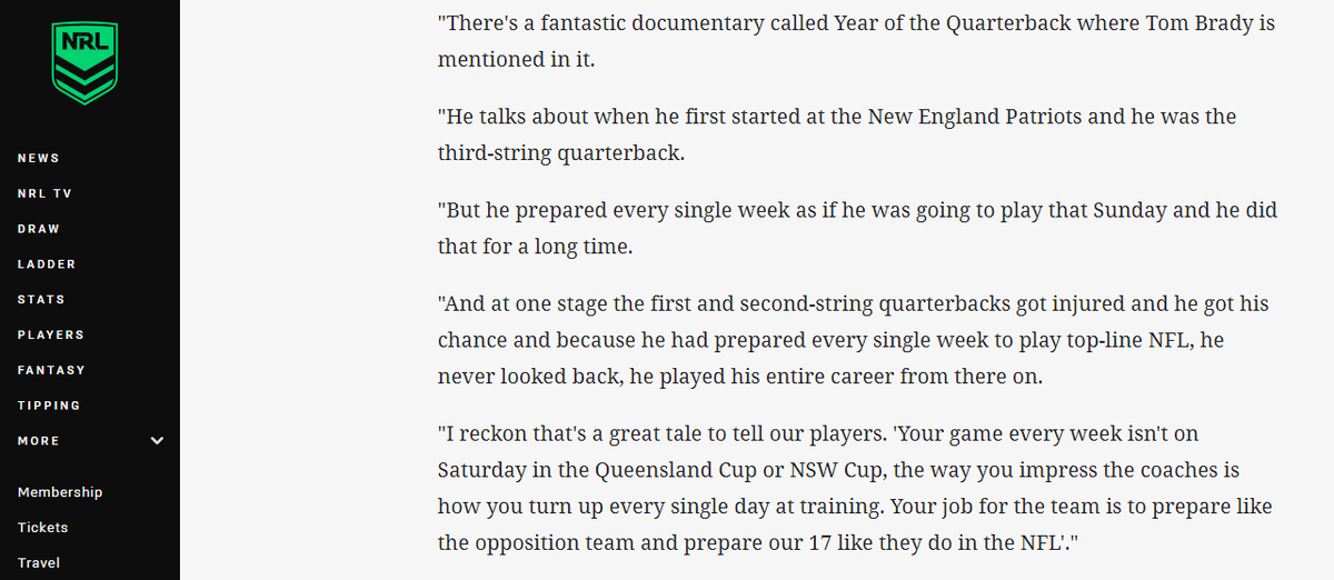 Some sound advice from <a href="/brisbanebroncos/">Brisbane Broncos</a> coach Anthony Seibold earlier this month, drawing lessons from the great <a href="/TomBrady/">Tom Brady</a>. Also, a big name <a href="/NRL/">NRL</a> coach coming your way in ep4. Hopefully Waighty doesn't try &amp; compare himself to our guest like last week. Gee wizz <a href="/Ryan_Waight/">Ryan Waight</a>.