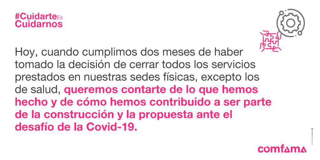 Comfama's tweet photo. Muchas veces hemos leído esta pregunta: "¿Para qué sirve una caja de compensación en estos momentos?". En esta carta pública, de nuestro director @davidescobara 📩https://t.co/qcGiO5sy9n, queremos contarte, desde @Comfama sobre nuestro papel en este desafío. https://t.co/5PTMsLb4XJ